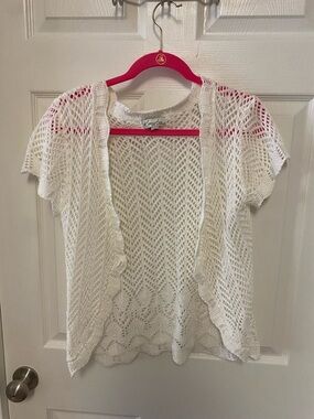 White Open Knit Cardigan